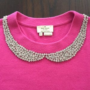 Kate spade pink rhinestone collar sweater
